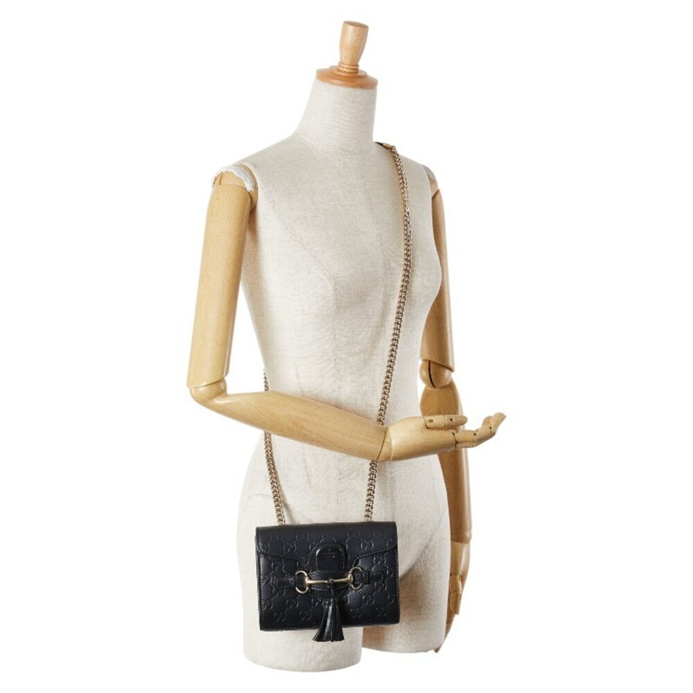 GUCCI Black Leather Horsebit Shoulder Bag - Picture 15 of 15